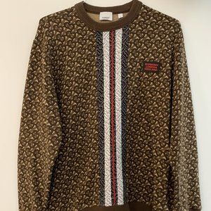 Burberry Monogram Stripe Print Cotton Oversized Sweatshirt - Brown Medium